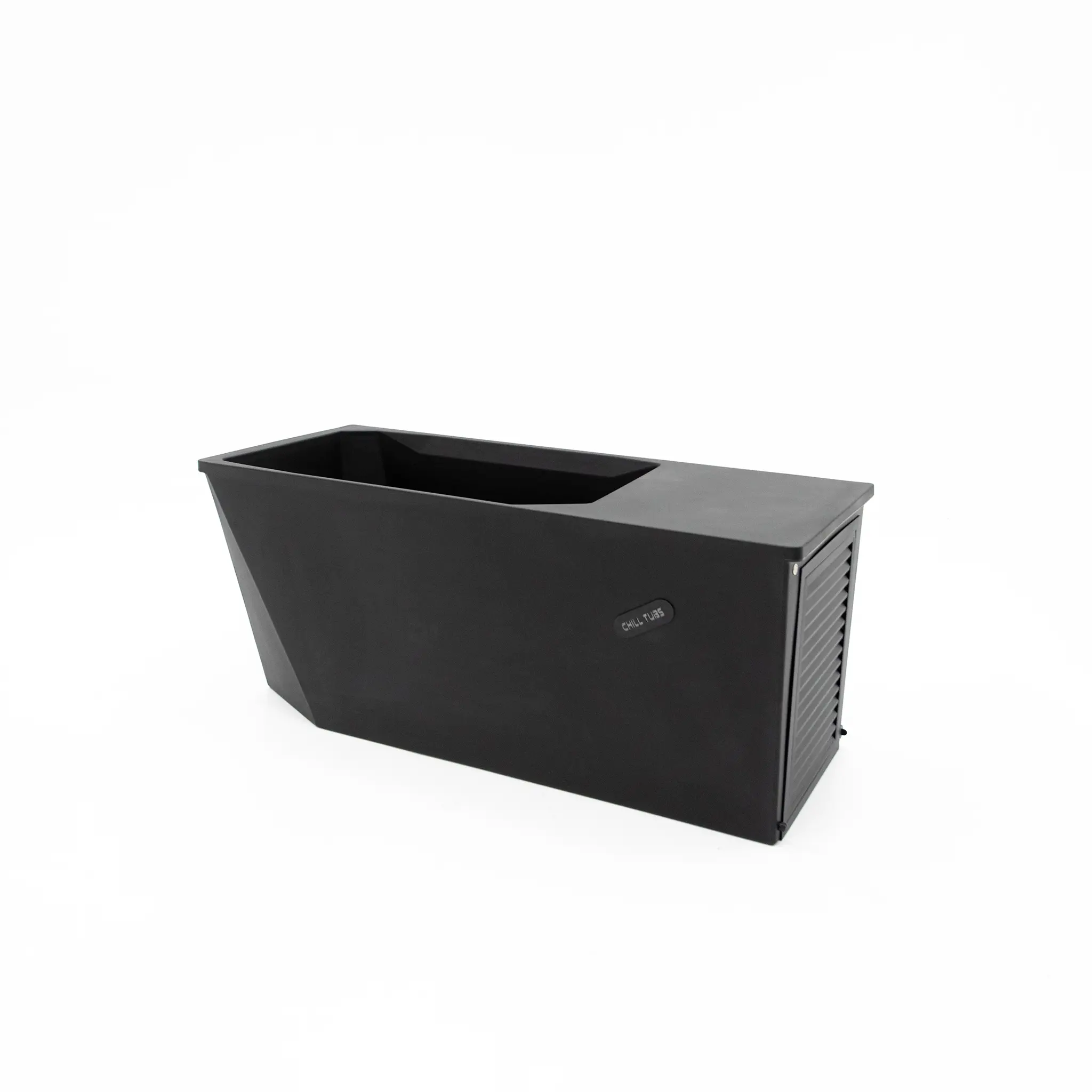 CHILL TUBS Lite Eisbad aus schwarzem Hartmaterial mit integriertem Technikmodul und seitlicher Lüftungseinheit