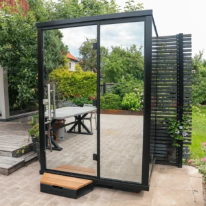 Haljas Hele Nano Panoramasauna – Kompakte Gartensauna für 2 Personen